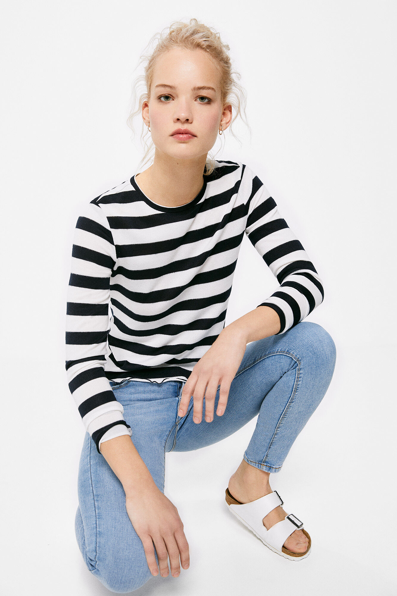 Calça jeans slim com lavagem sustentável - azul médio