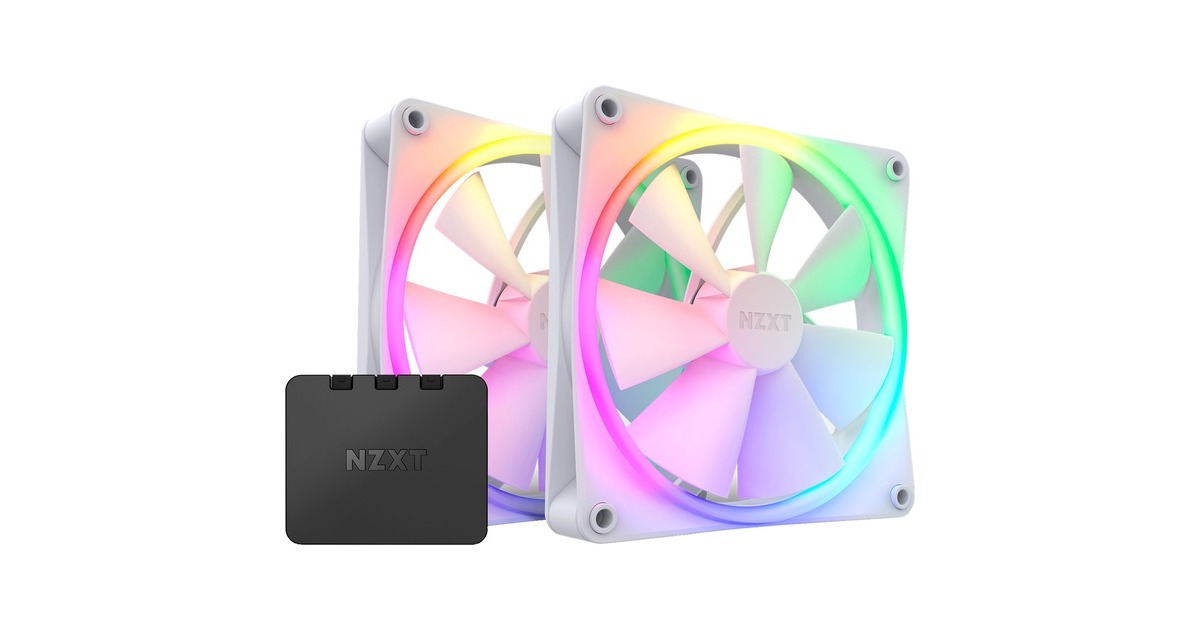 NZXTF140 RGB DUO case fans  (Wit, 2 stuks, 140 x 140 x 25 mm, PWM, Incl. controller)