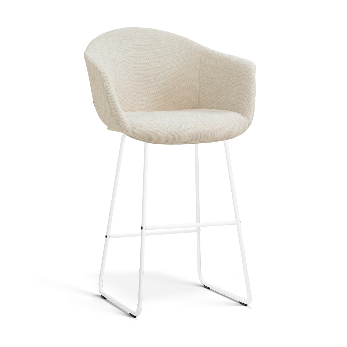 barkruk Nino-Otis H75 cm wit onderstel cottonbeige