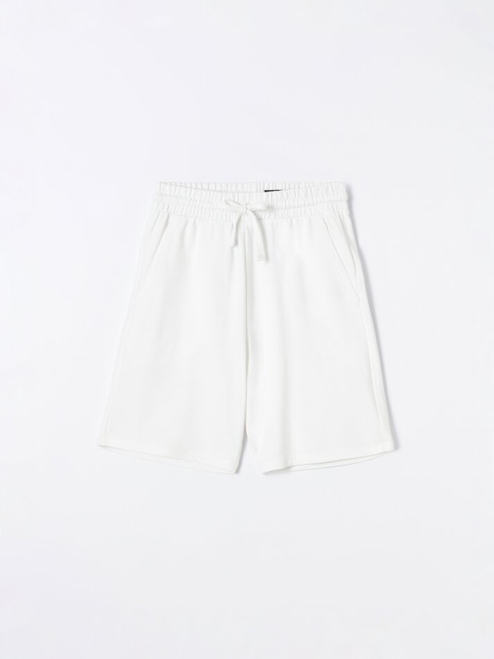 Bermuda básica de tecido atoalhado - Off-white