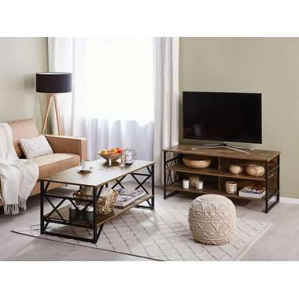 CARLISLE - TV-meubel - Donkere houtkleur - Vezelplaat