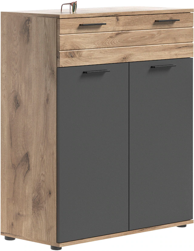 INOSIGN Schuhkommode »Riga, Breite 90 cm, 2 Türen, 1 Schubkasten, 4 Einlegeböden, 5 Fächer« hochwertige Rillenfräsung, mit Softclose, Kommode, Anrichte, Schrank