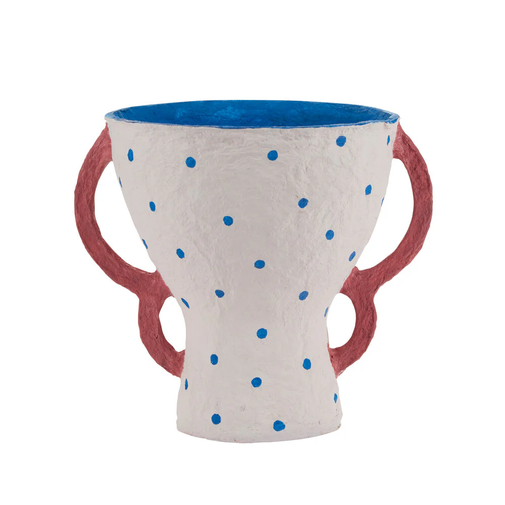 Bahne Interior  Pokal vase, Lyserød/blå - H23 cm.