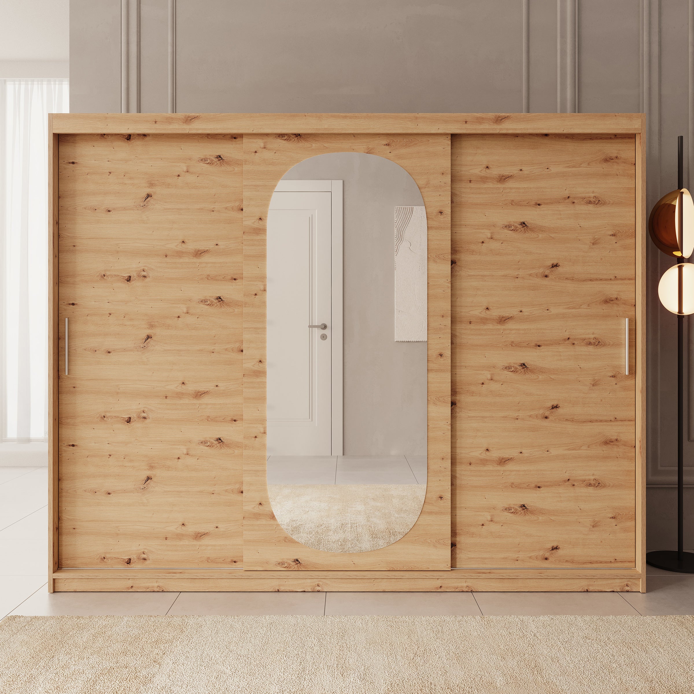 Bodhi - Kledingkast met schuifdeuren - Eiken - 250x62x200 cm