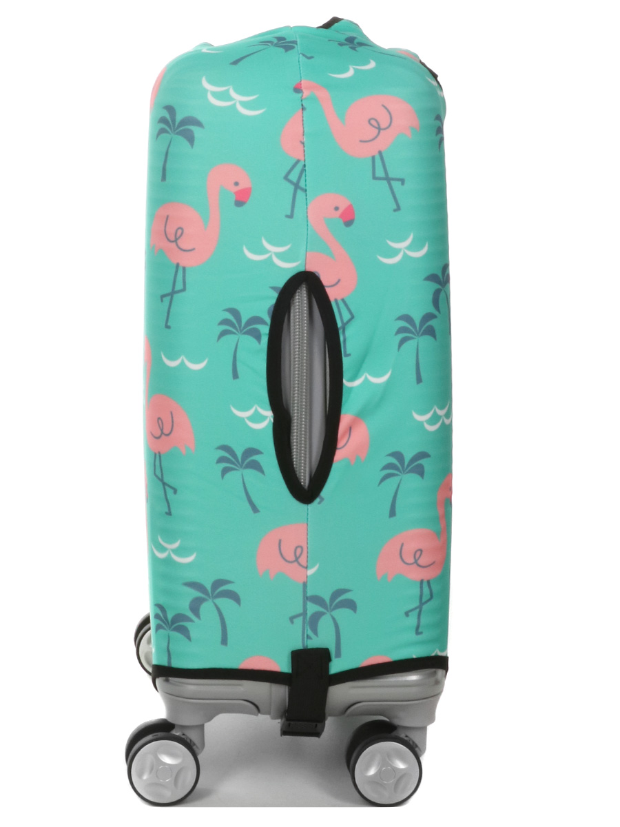 Housse de valise Periea Green with Pink Flamingos S