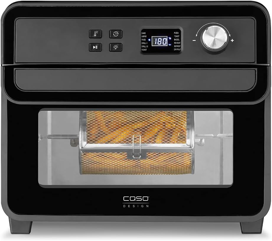 CASO AirFry Chef 1700 - Design Heissluftfritteuse, Testurteil: Sehr Gut, direkt startbereit ohne Aufheizen, 3 Einschubebenen, Temperaturbereich 40 °C bis 230 °C (5°C Schritten), Timer, 1700 Watt