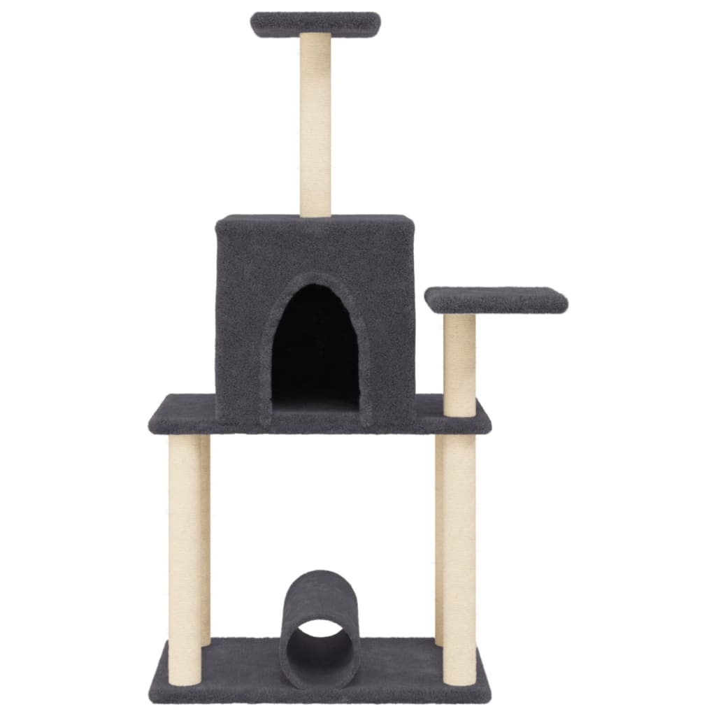 Arranhador para gatos vidaXL com hastes de sisal cinza escuro, 122 cm