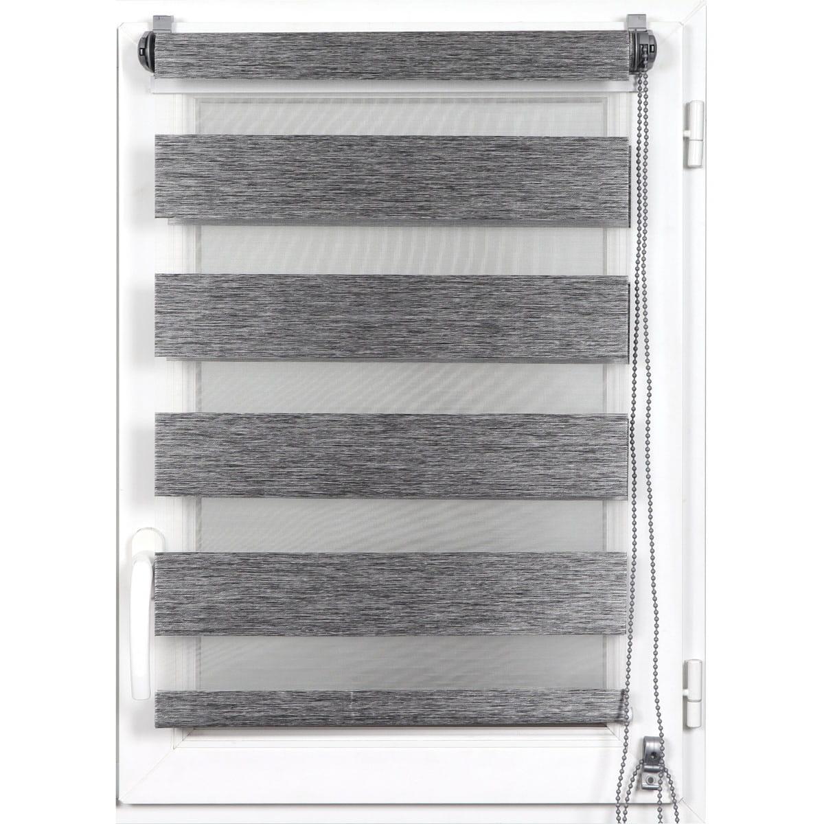 STORE ENROULEUR LUMIERE NUIT 75X180CM CHINE NOIR ARGENT