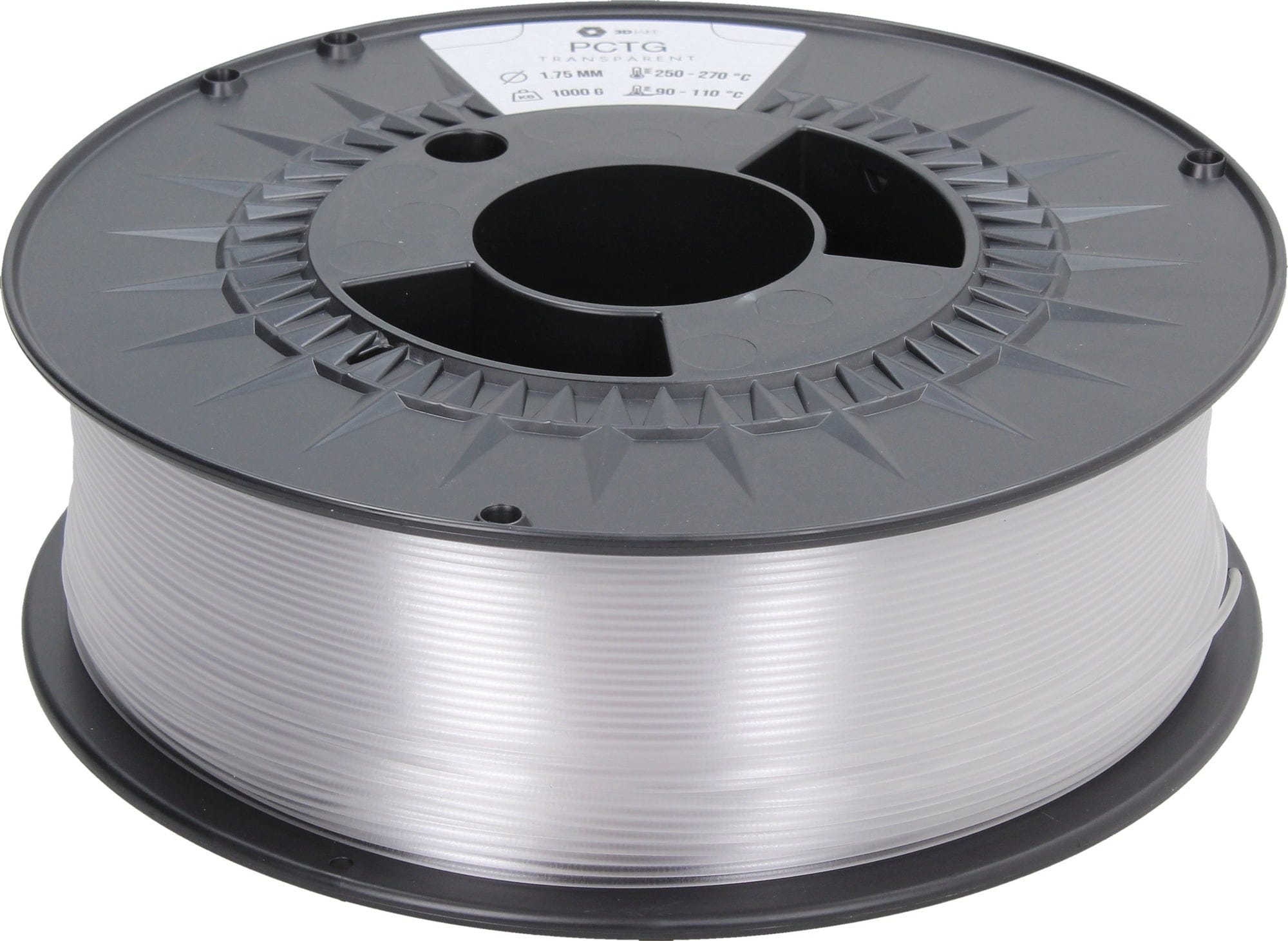 3DJAKE  PCTG Transparent, 1,75 mm / 1000 g    Temperatur- & chemikalienbeständiges PCTG Filament mit hoher optischer Klarheit
