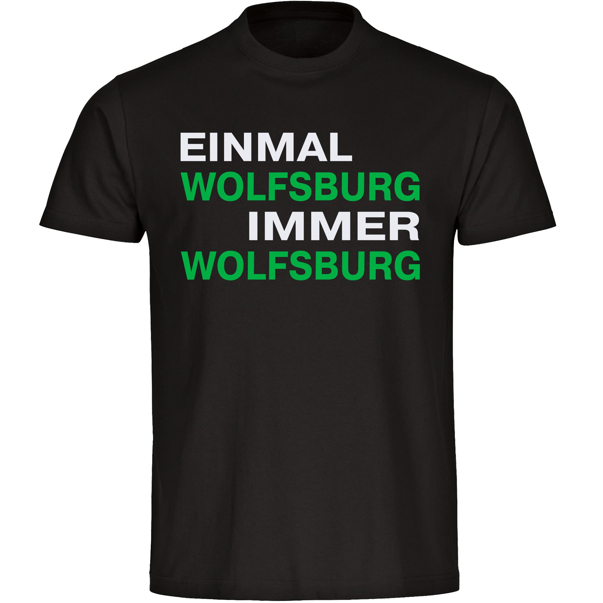 multifanshop® Herren T-Shirt - Wolfsburg - Einmal Immer - Druck grün