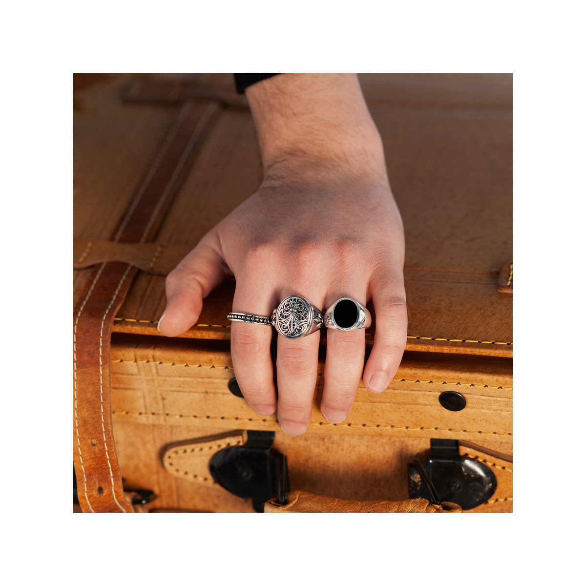 Bague argent 925 laque noire