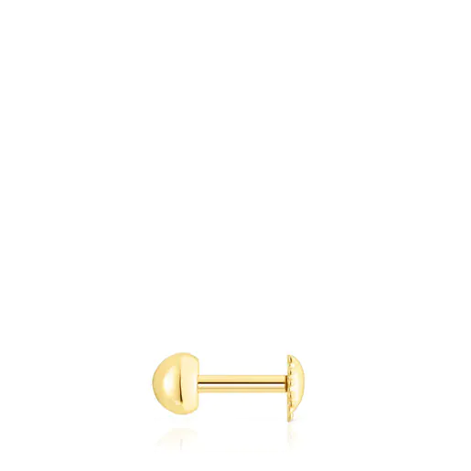 Piercing em aço com revestimento em ouro e estampa de Jardim Virtual.