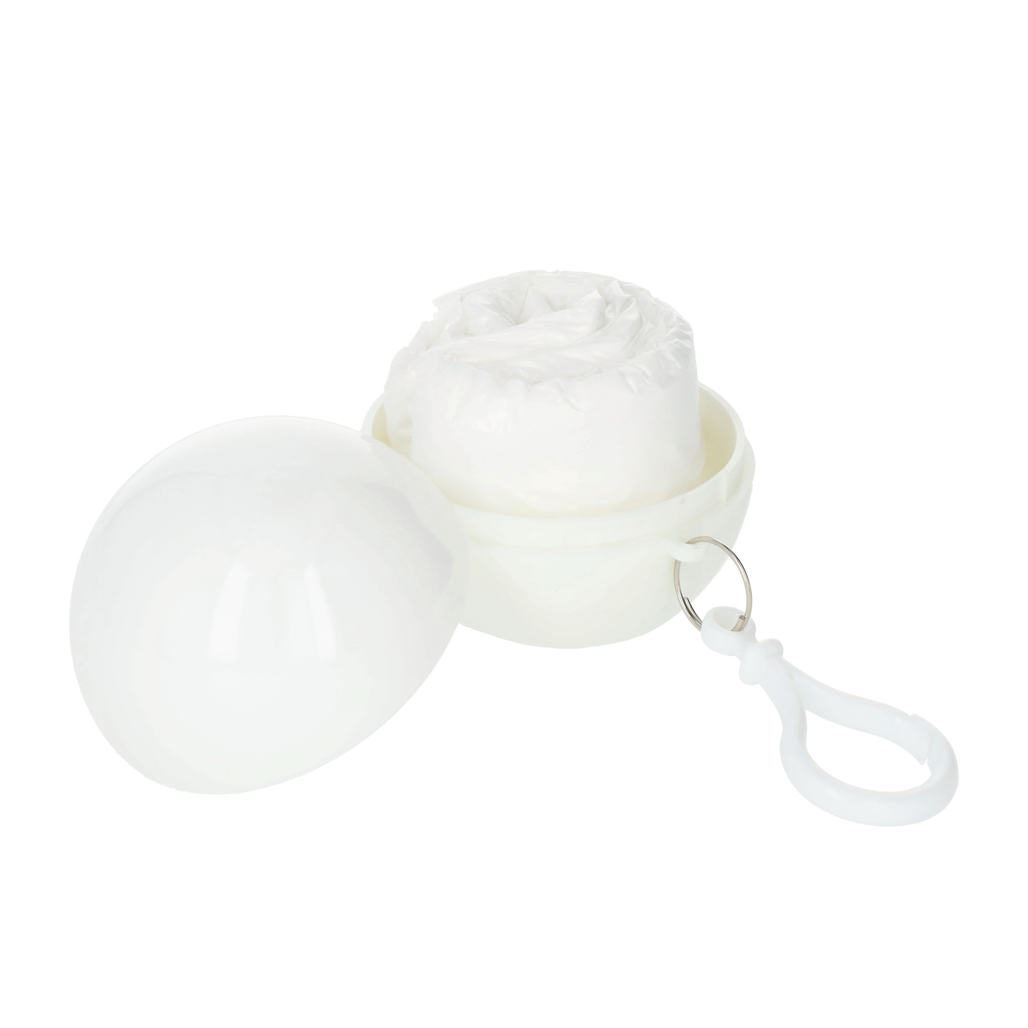 (2er Set) 120cm Unisex Vinyl Regenjacke Windmantel Poncho Ball Regencape mit Kapuze - Weiss