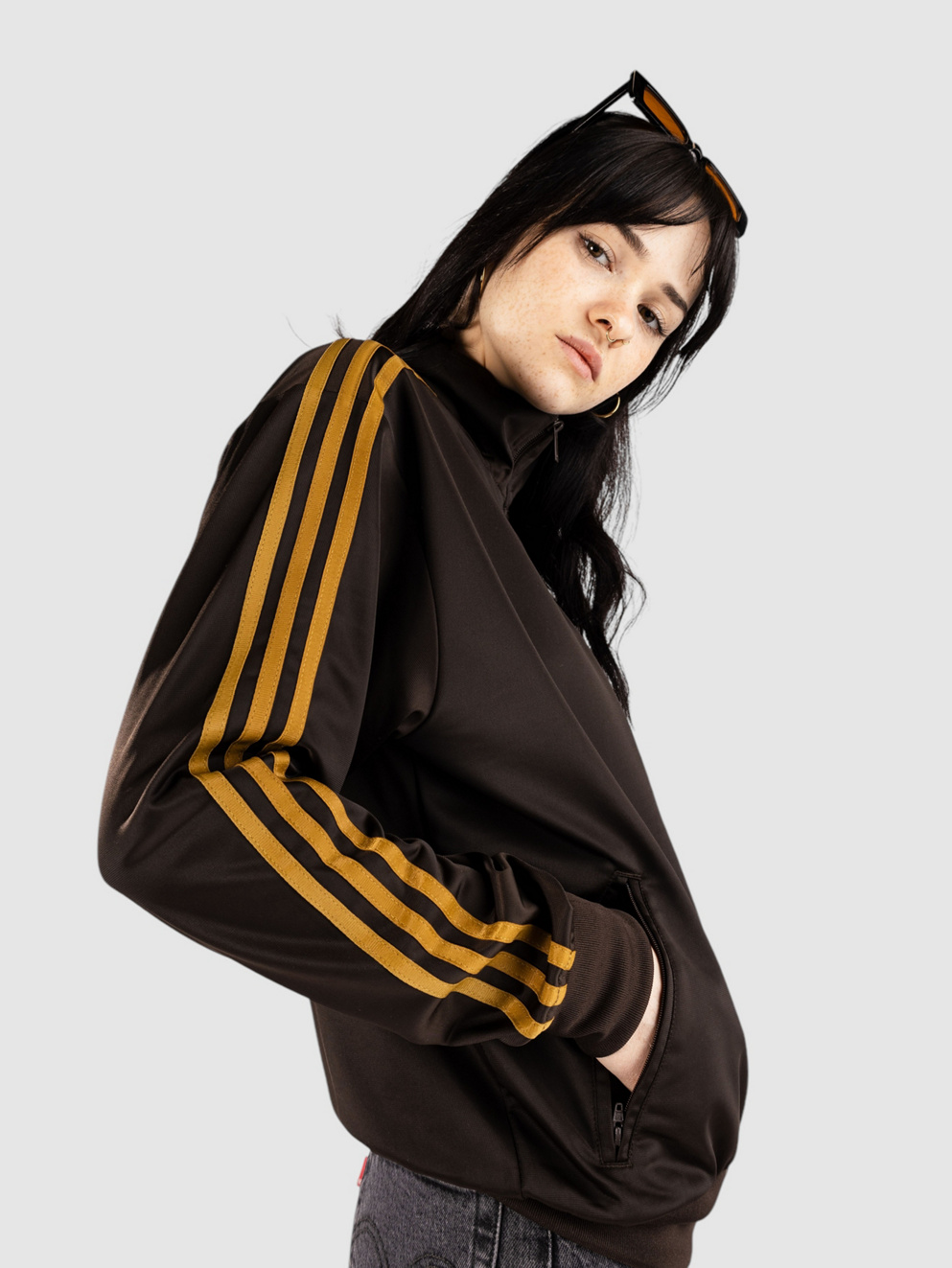 adidas Originals Firebird Loose Track Jacket dbrown/prebro