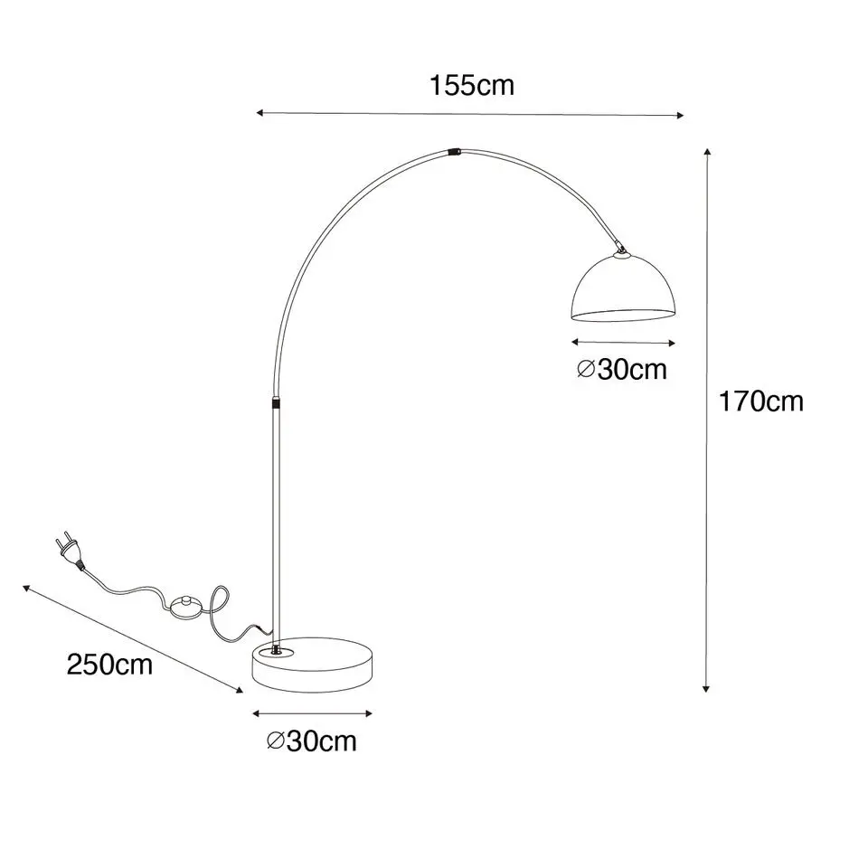 Qazqa booglampen arc goudkleurig e27