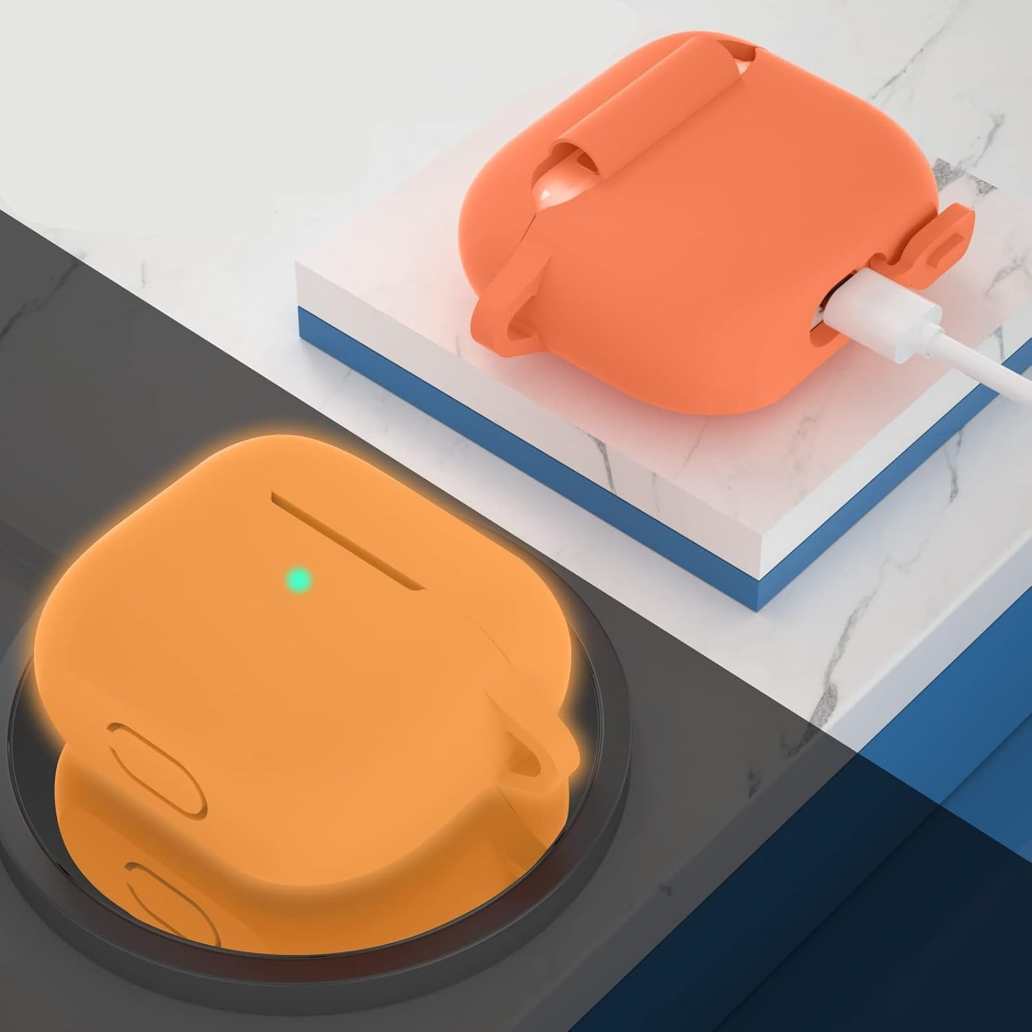 AirPods Pro Leuchtende Fluoreszierende Silikon Schutzhülle Abdeckung mit Karabinerhaken - Grün