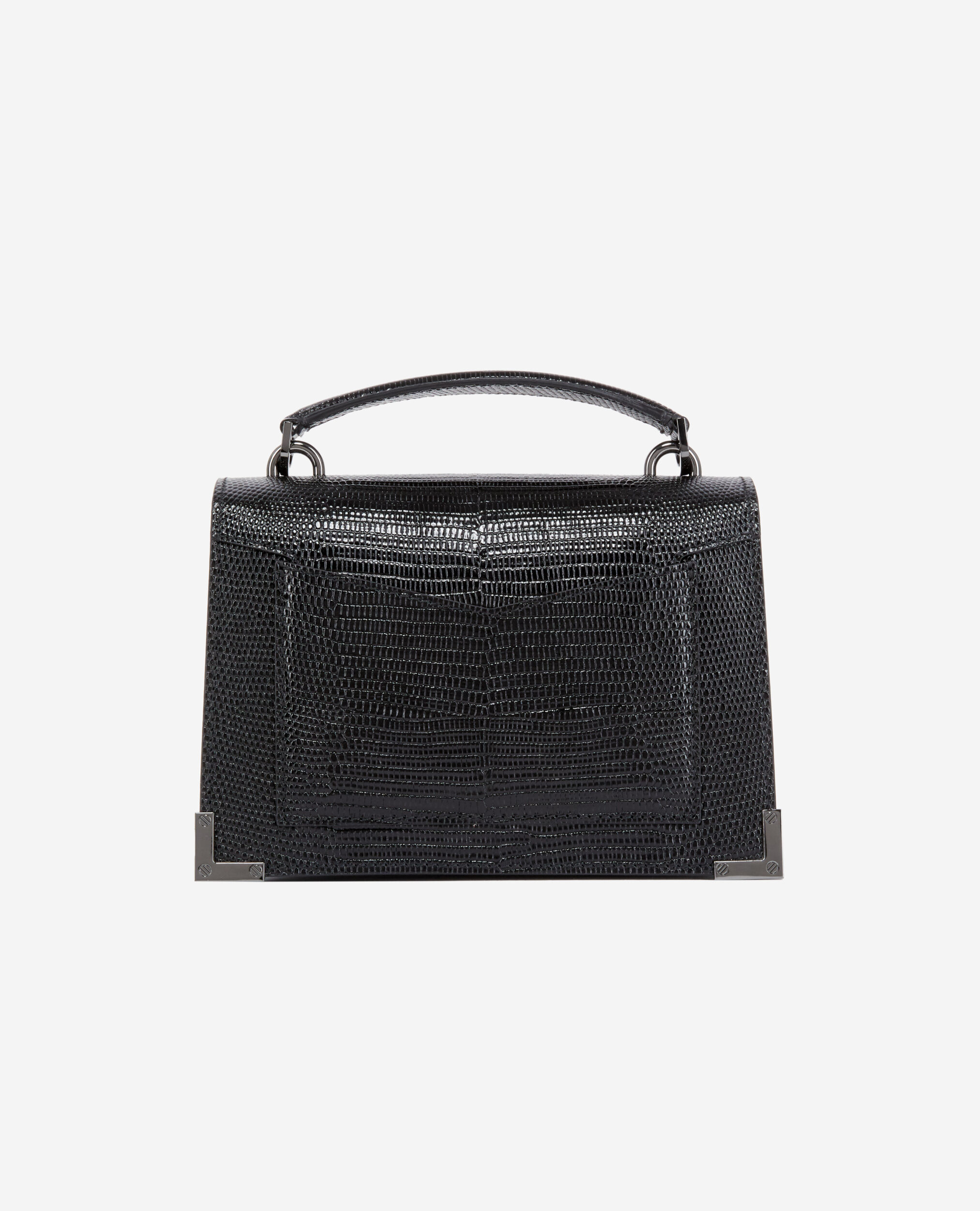 Sac Emily small en cuir noir effet lézard
