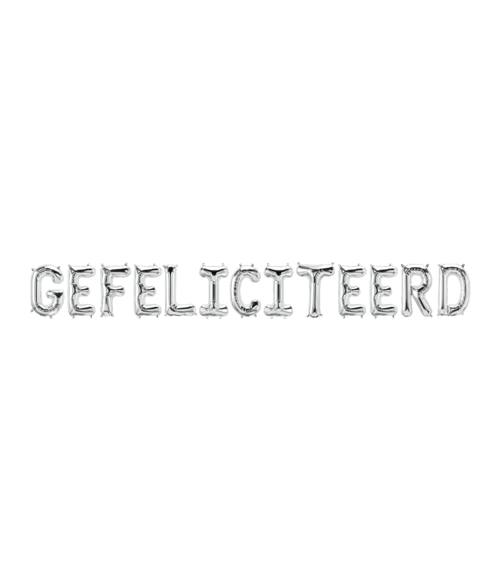 Zilveren Ballonnen Set Gefeliciteerd 1,9m