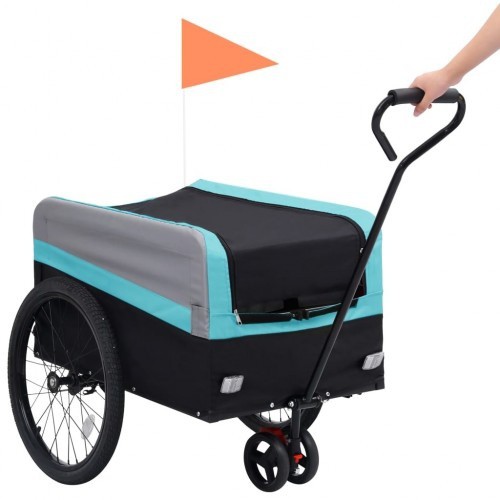 Reboque azul para bicicletas de animais de estimação