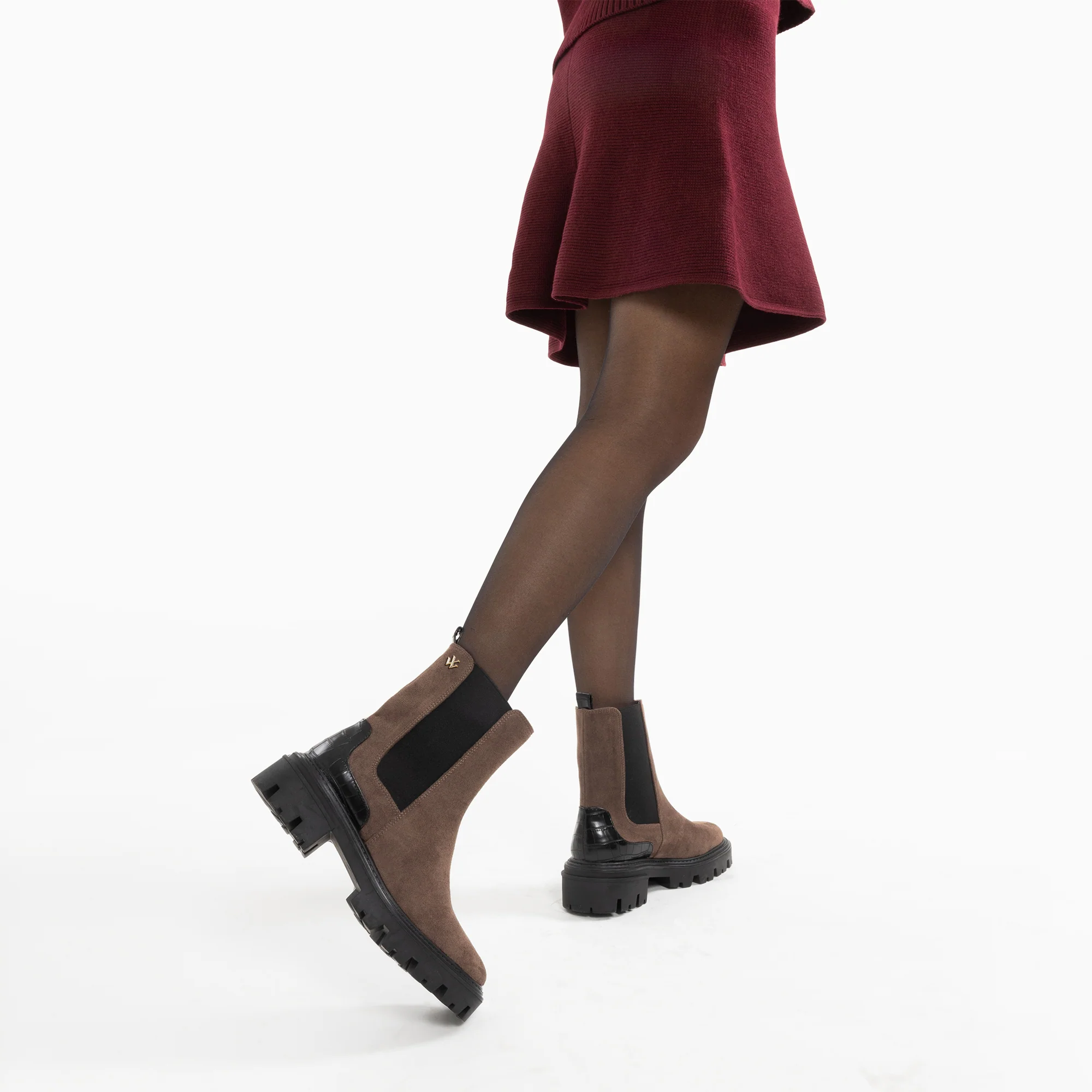 Bottines-Bottines Chelsea Greta marron à contrefort croco