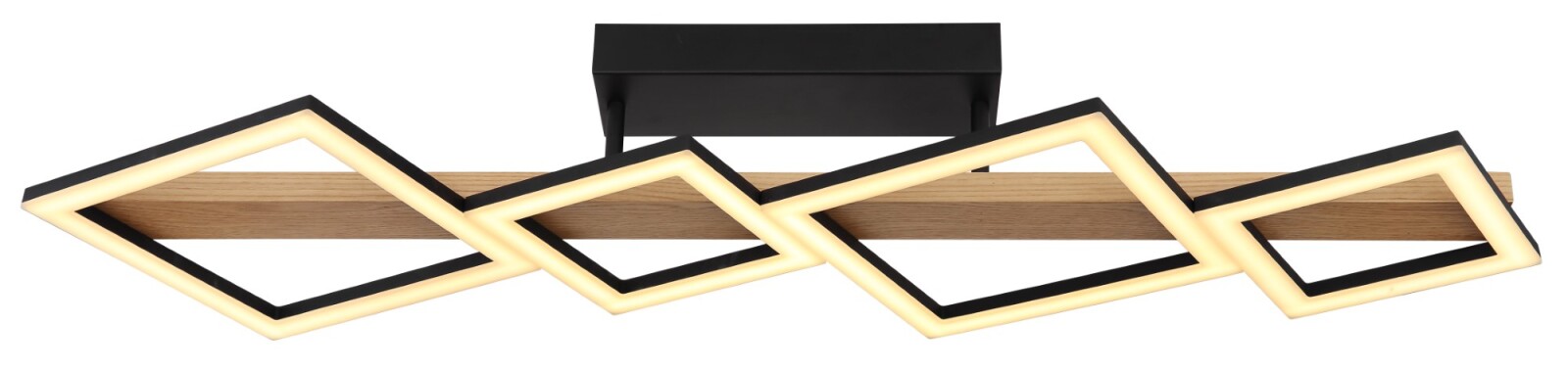 LED-Deckenleuchte - schwarz matt - Holzoptik - 92 cm