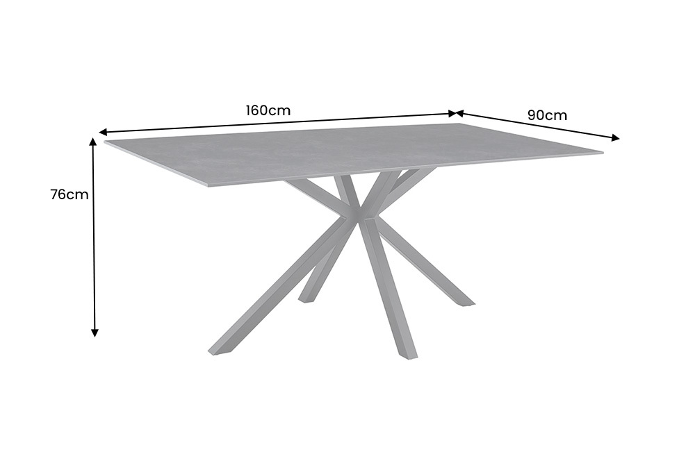 Moderner Esstisch GALAXIE 160cm anthrazit Keramik schwarz Metall Sterngestell