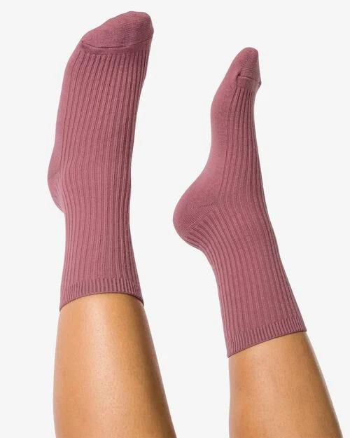 chaussettes femmes à côte - 1 paire rose pâle