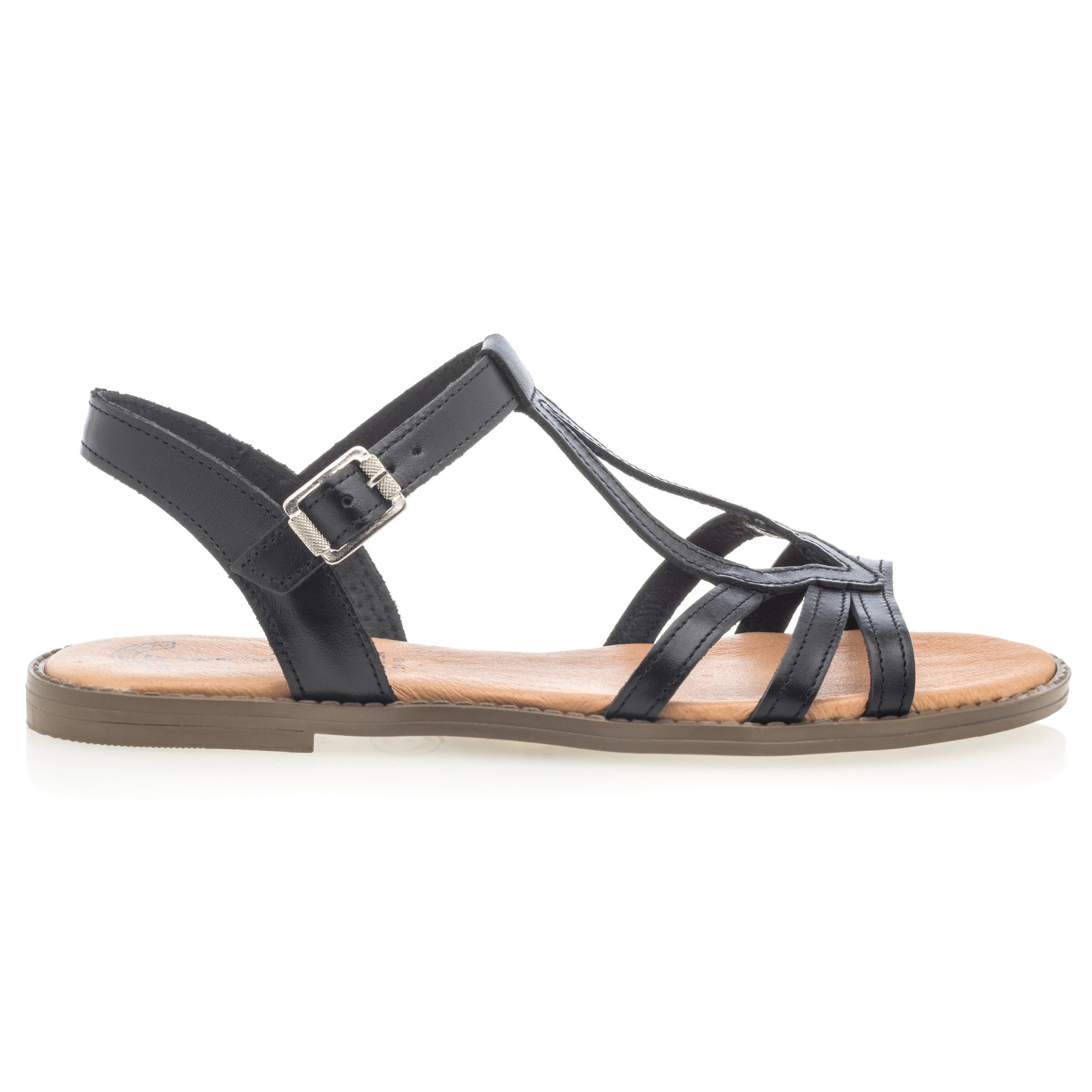 Nu-pieds Femme en cuir noir