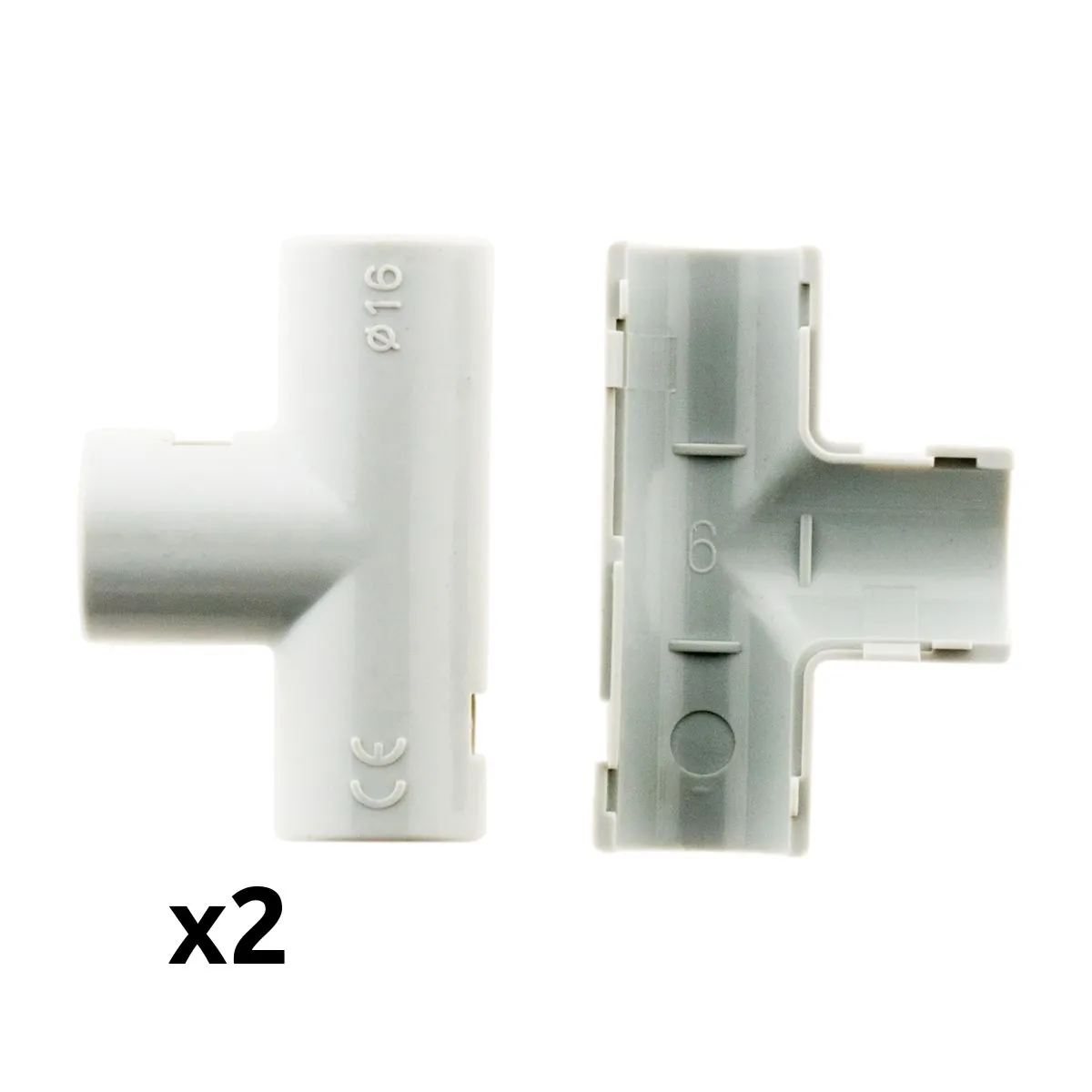 Zenitech Té Tube IRL Ø16mm - Lot de 2 - Gris