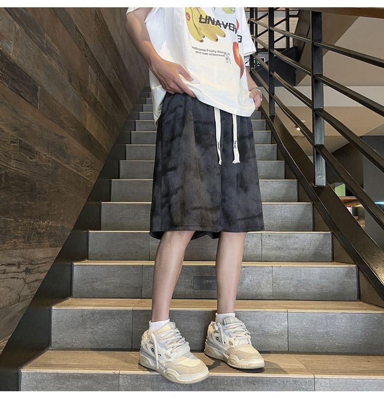 Lorencho - Corduroy shorts met trekkoord in de taille