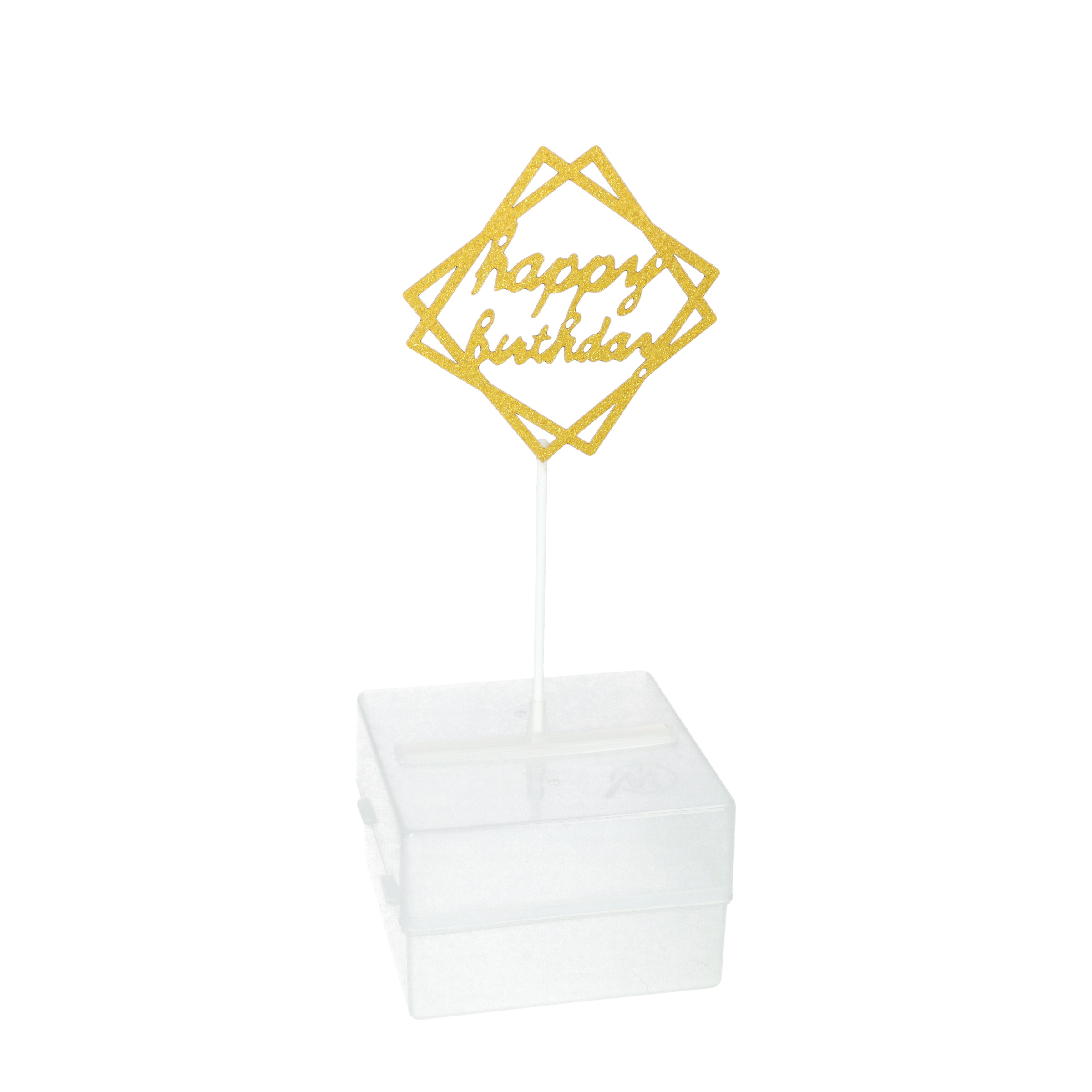 (22-tlg. Set) Kuchen Deko Überraschungs Geldschein Spender Geschenk Box mit Topper für Torten / Kuchen - Transparent / Gold