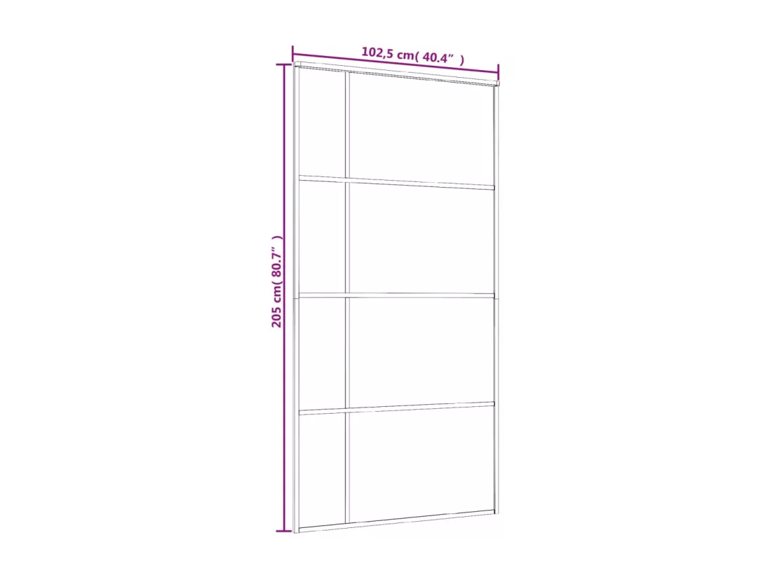 Porte coulissante Verre ESG dépoli aluminium 102,5x205 cm Noir