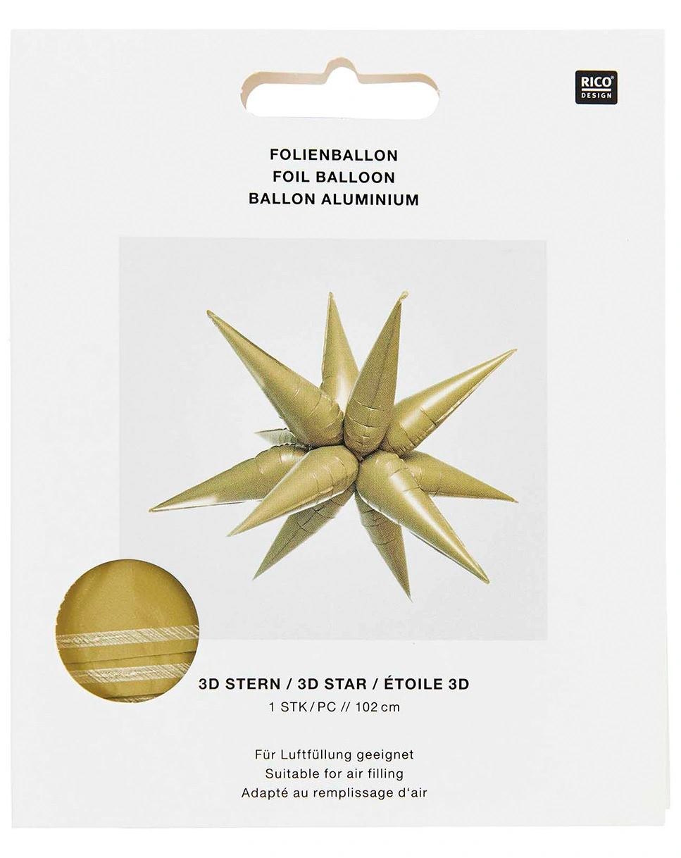 Folienballon 3D STERN GROSS in gold