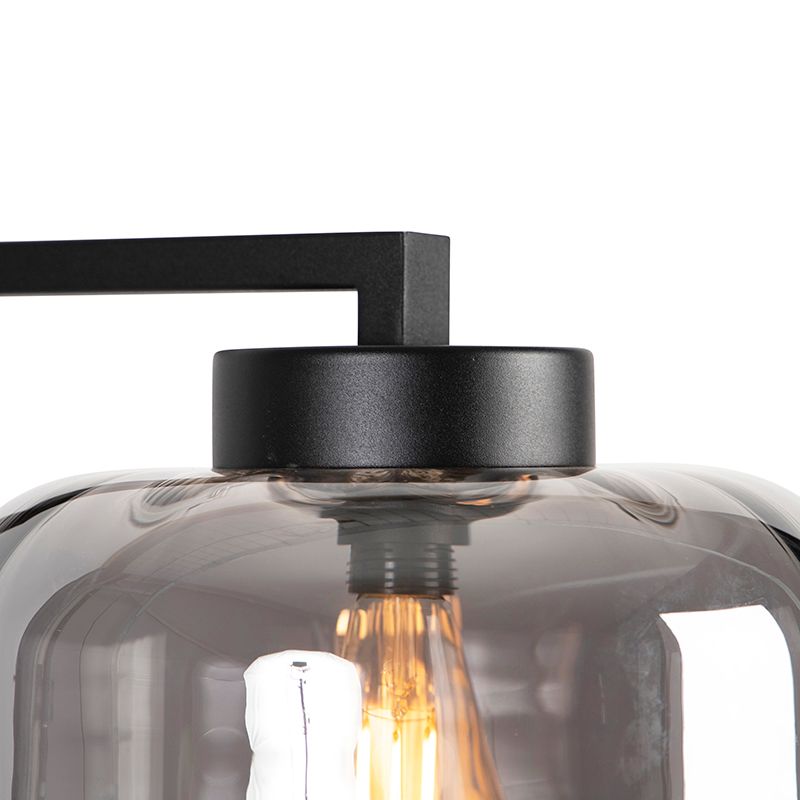 Design vloerlamp zwart met smoke glas - Qara Down