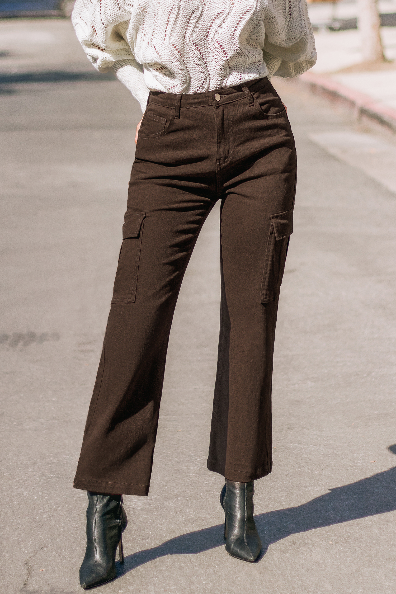 Pantalon taille haute cargo