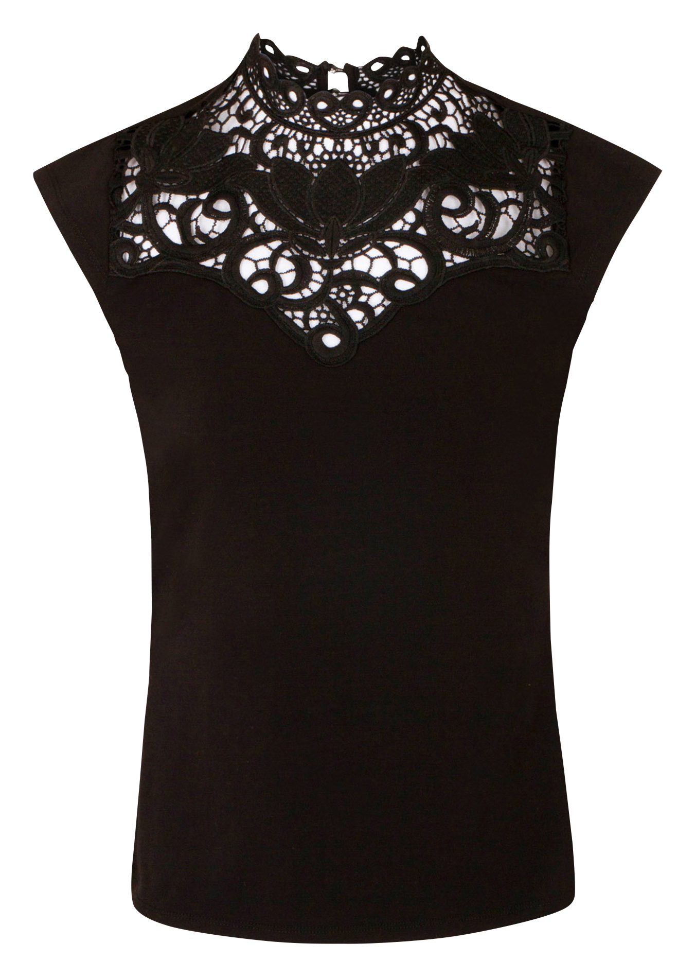DITRA - T-shirt manches col montant en coton mélangée | Noir