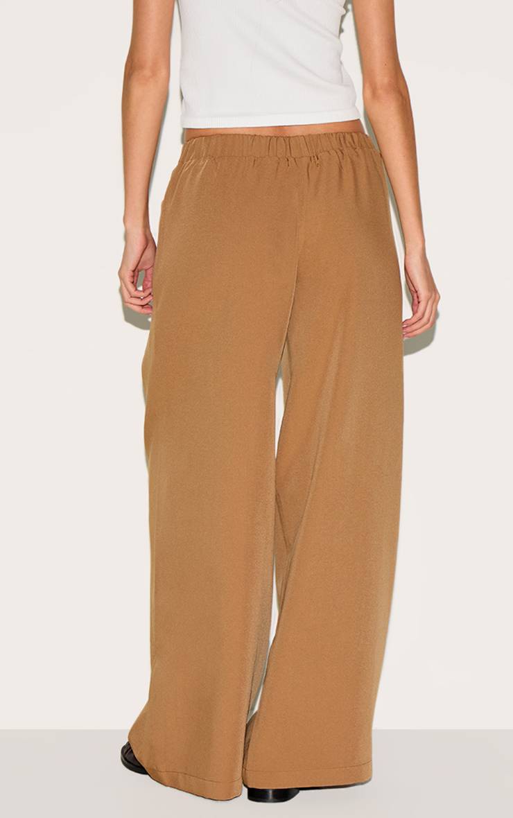 Taupe Pantalon Tailleur À Taille Élastique Détaillée