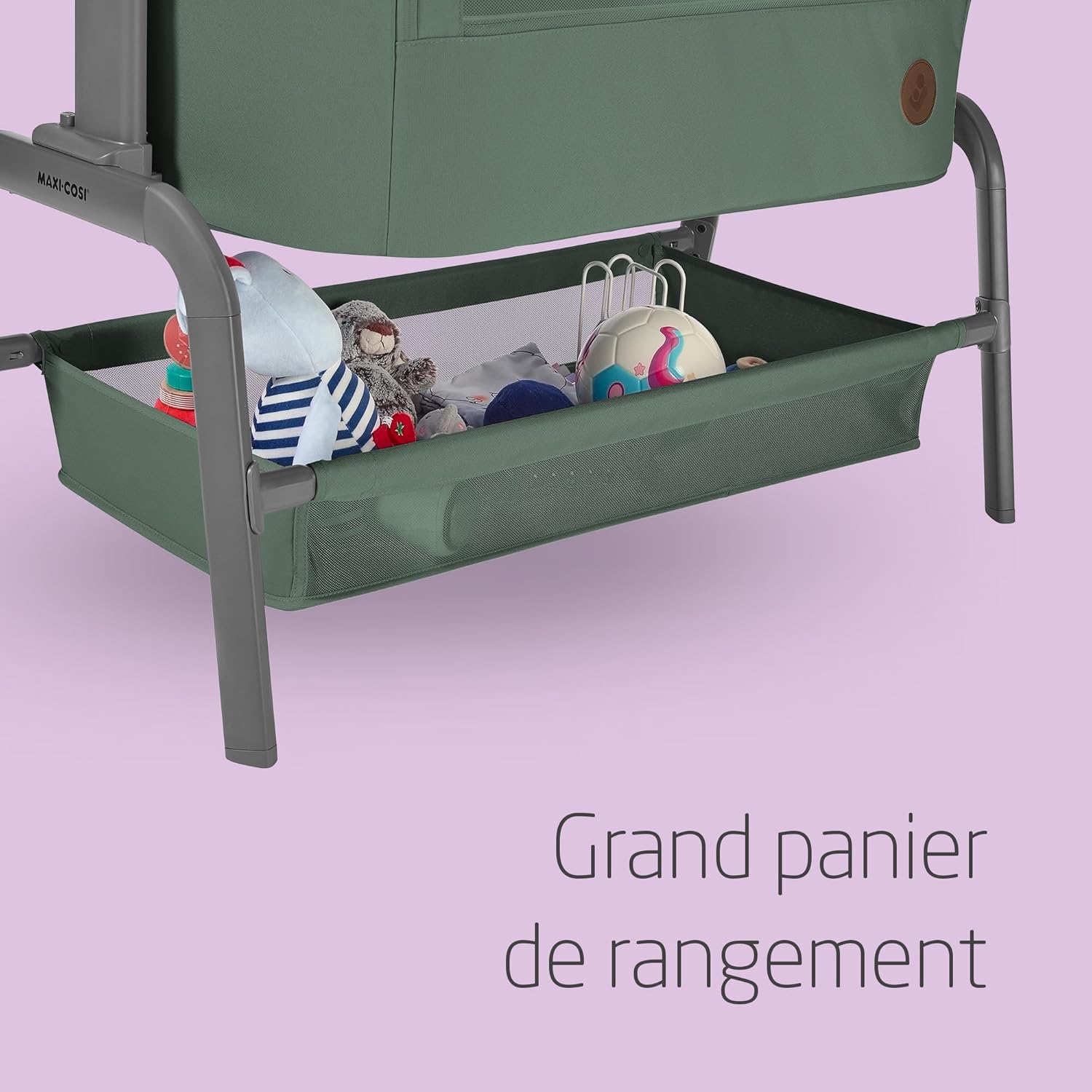 Maxi-Cosi Iora Berceau Cododo, Lit Cododo Bebe Pliable, 0-6 Mois, 9 kg Max, 4 Inclinaisons et 5 Hauteurs, Système Coulissant, Matelas Confort, Grand Panier, Facile à Transporter, Essential Graphite