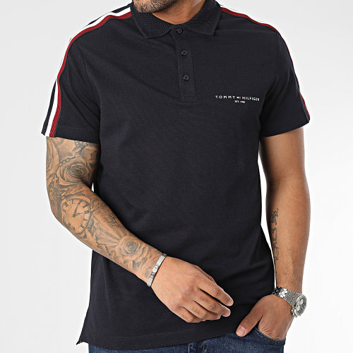 Polo Manches Courtes A Bandes Global Stripe Shoulder 0772 Bleu Marine