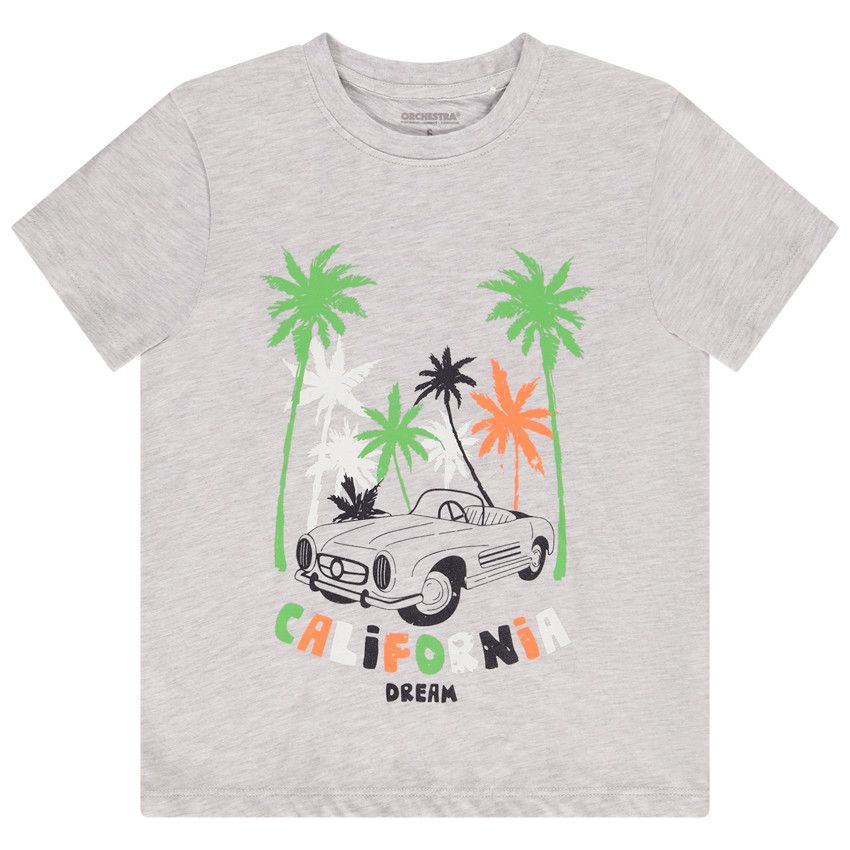 T-shirt manches courtes en jersey avec print fantaisie pour garçon - Gris chiné