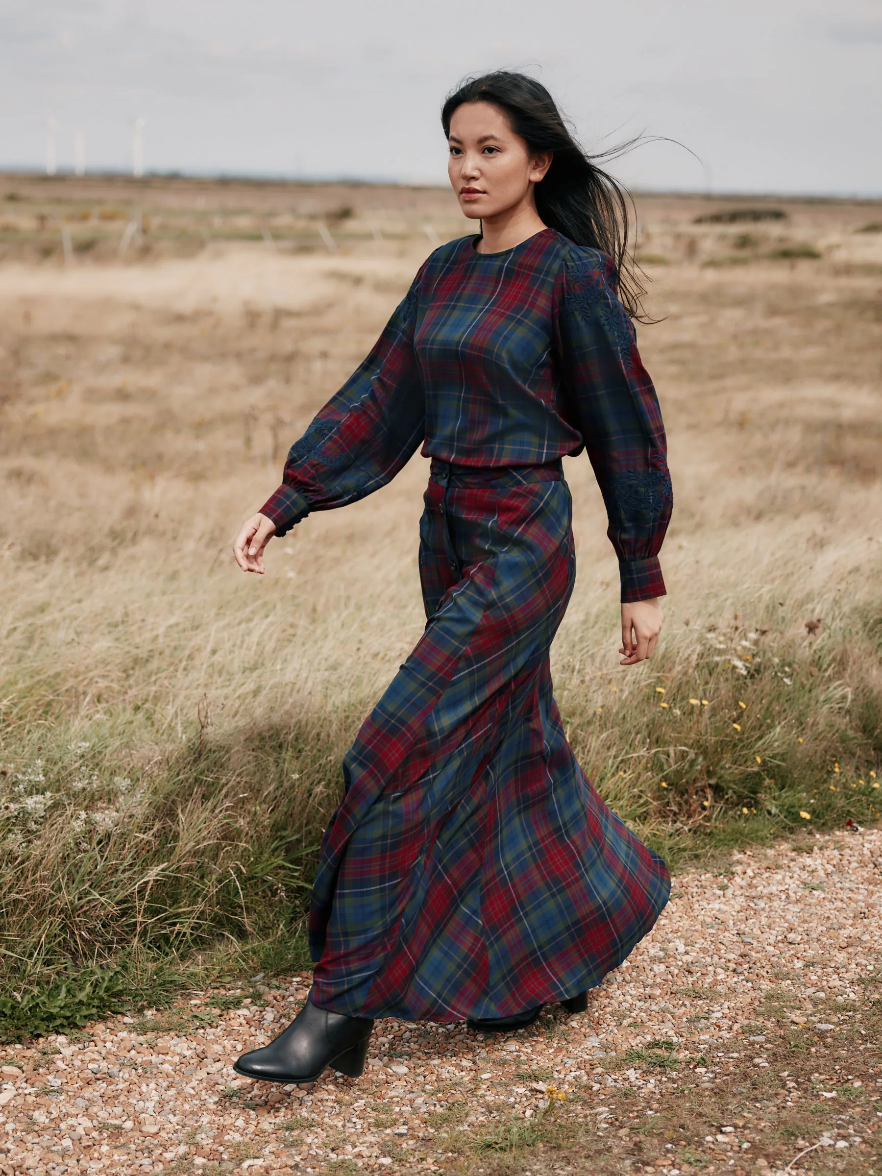 Laura Ashley Check Co-ord Blouse with Embroidery