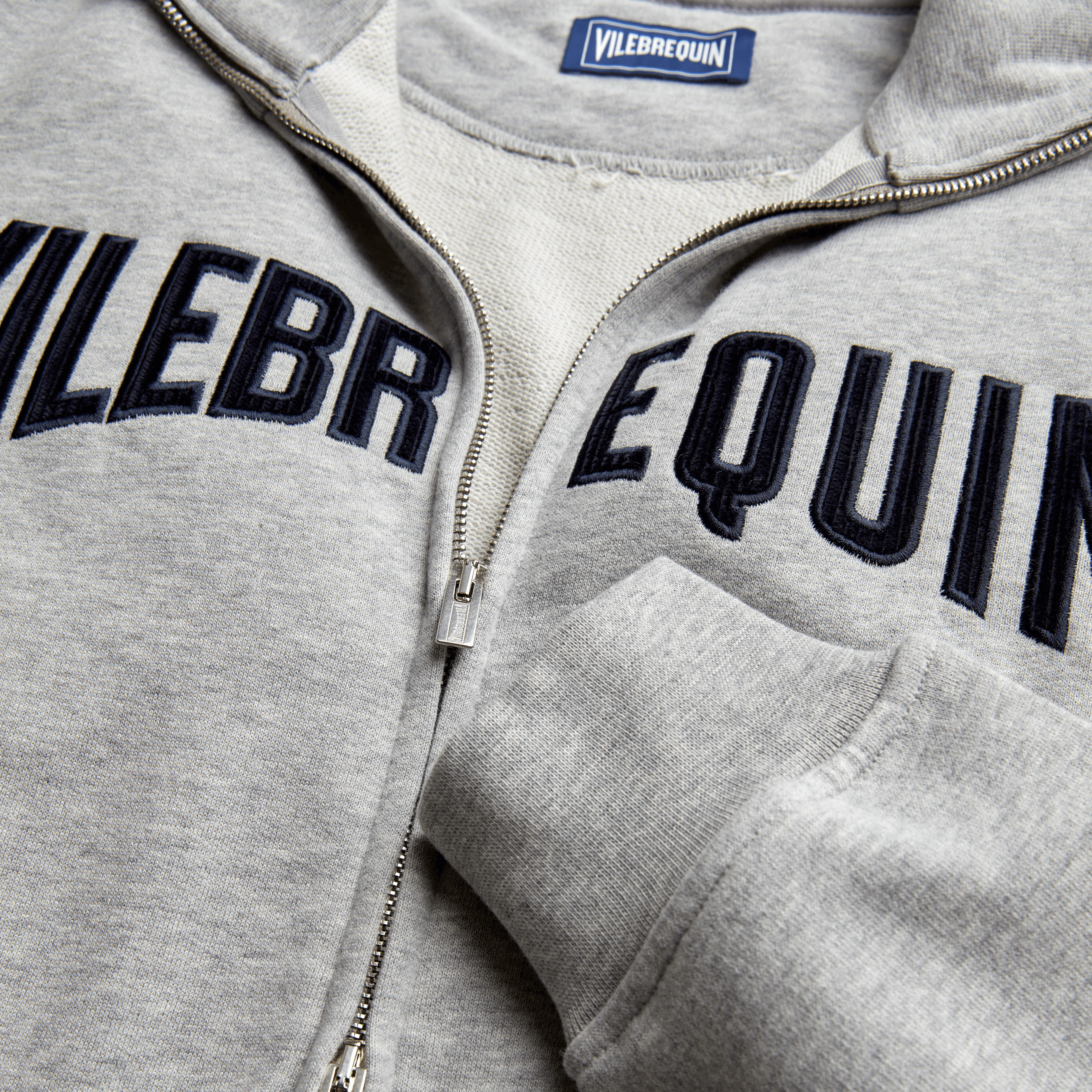Sweat à Fermeture Zippée en Coton Homme Logo Brodé