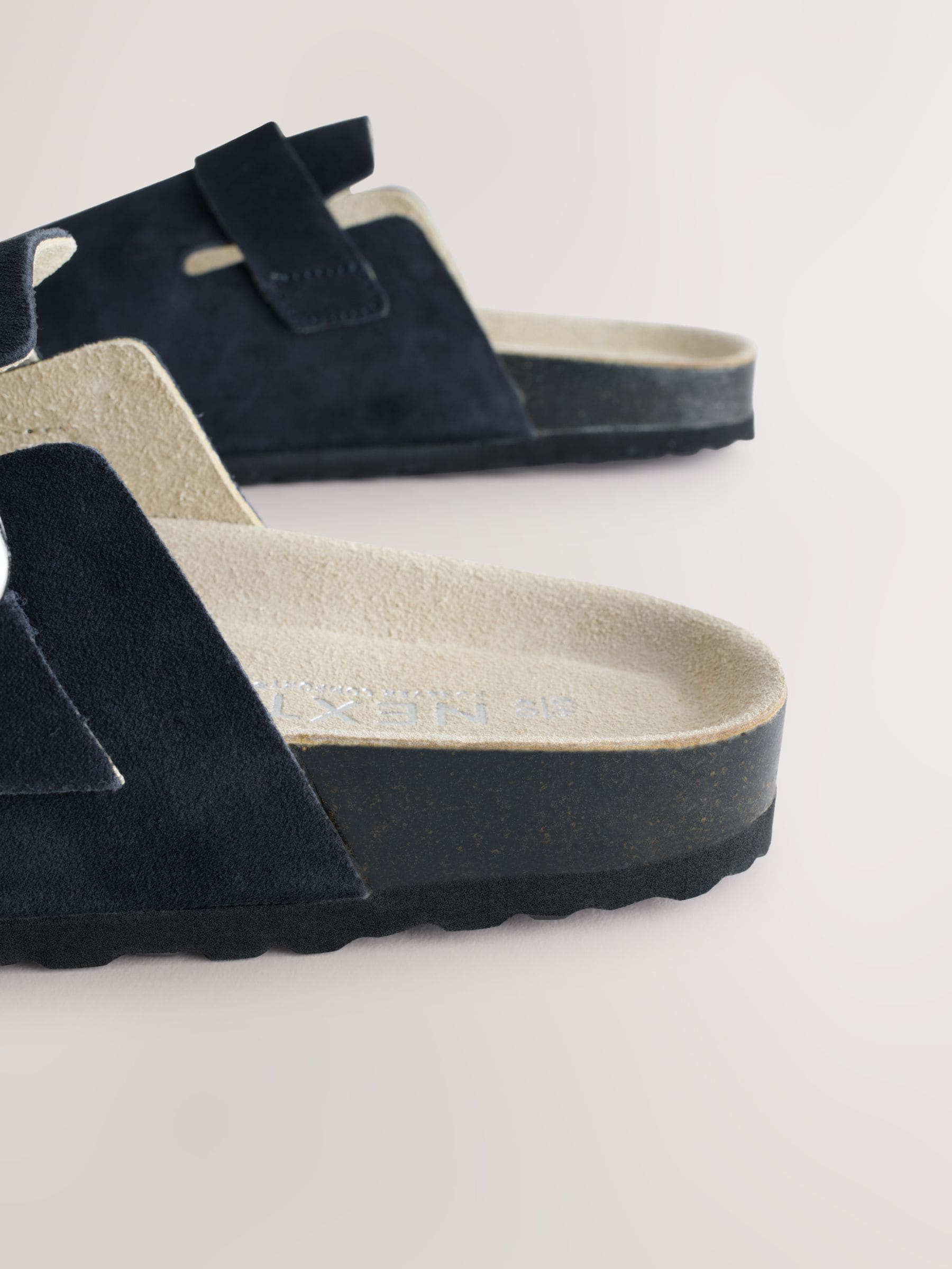 Marineblauw - Klompen met leren voetbed