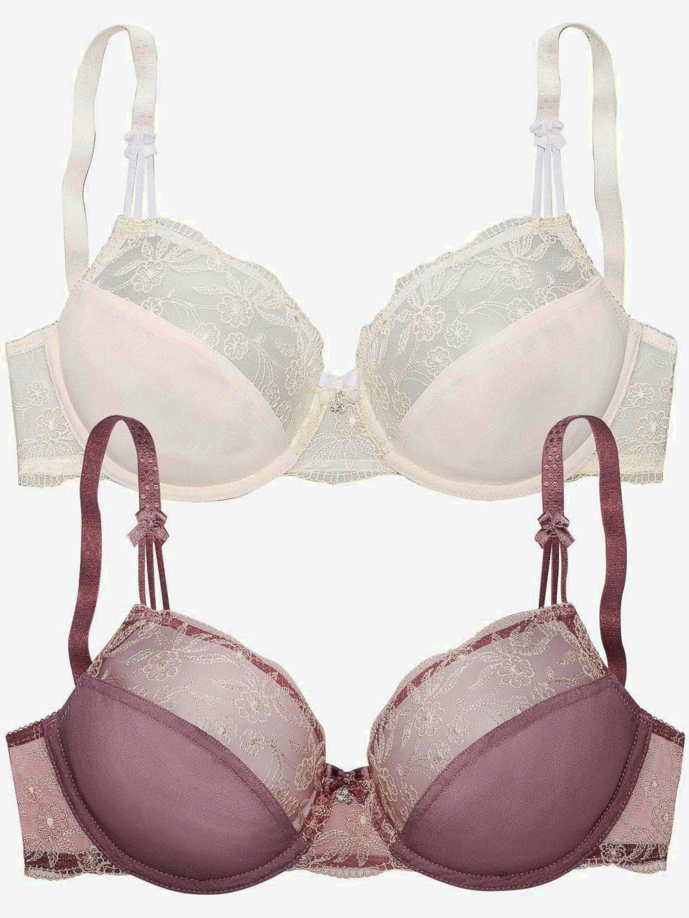 Soutien-gorge à armatures avec dentelle brodée