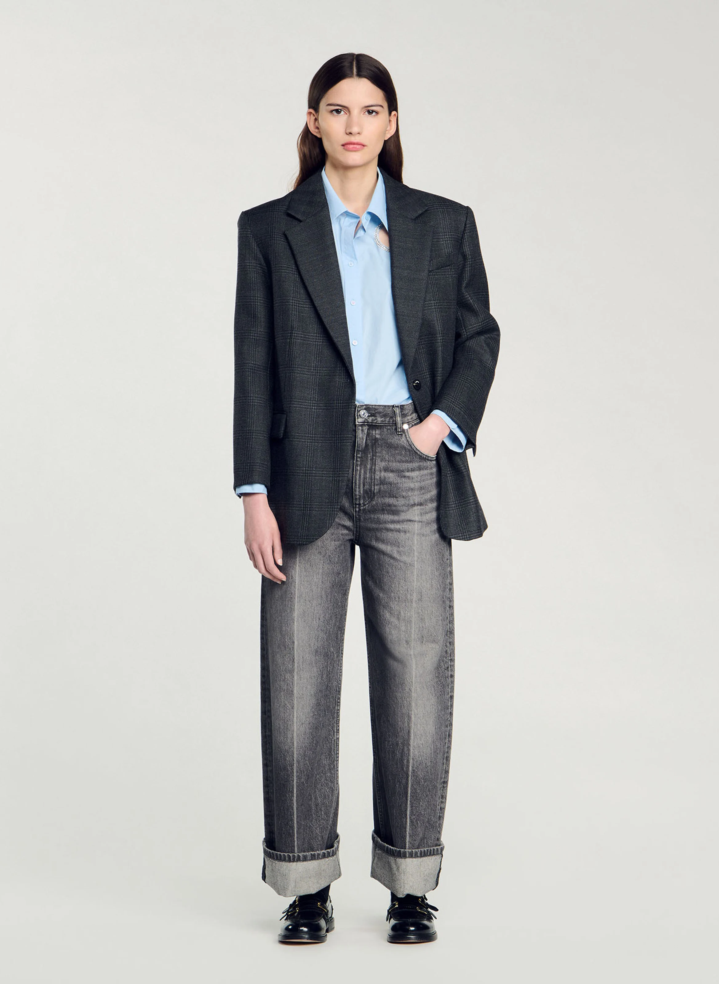 Chemise col classique en coton | Bleu
