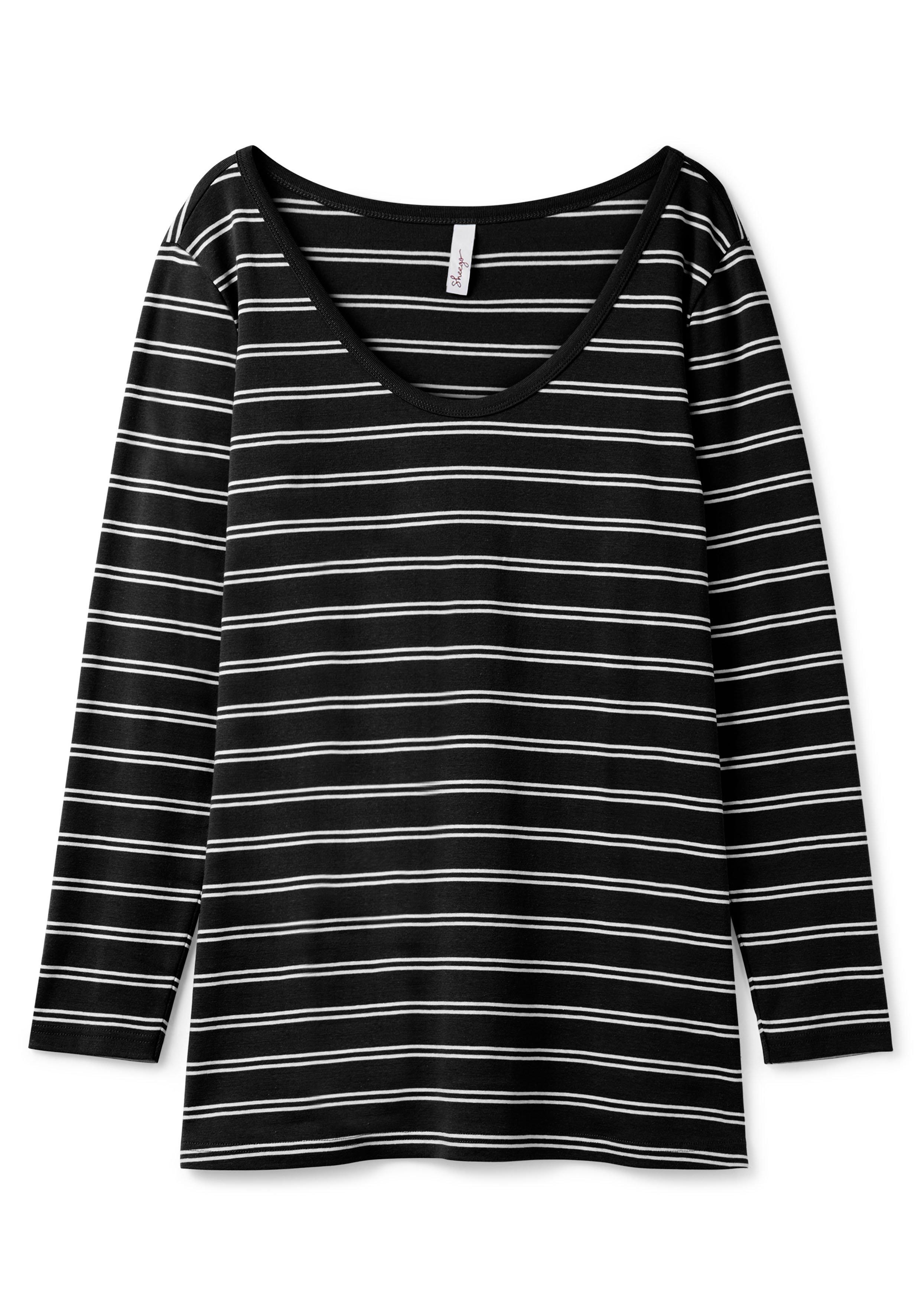 Langarmshirt mit Streifen, in Rippqualität