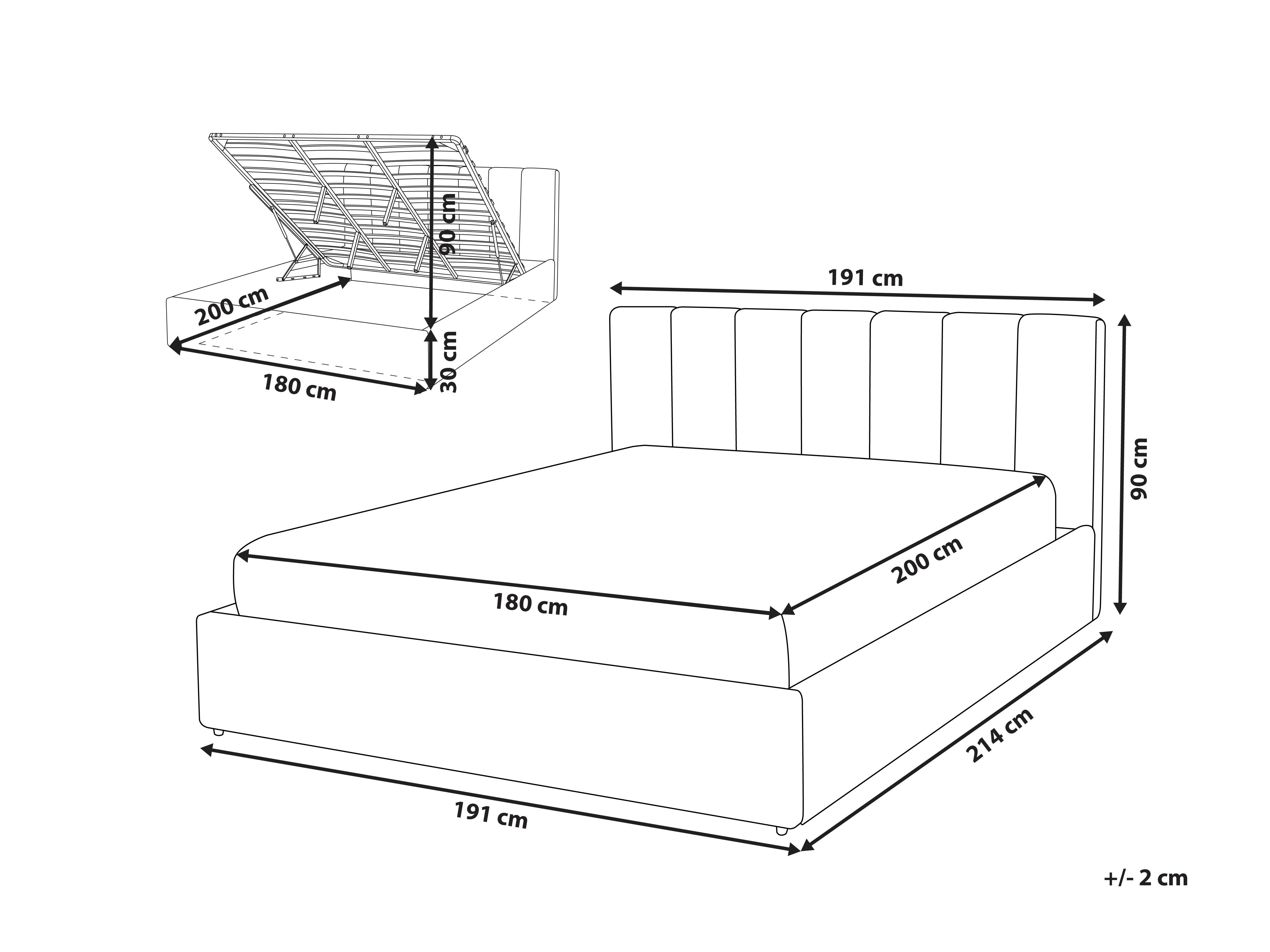 Bed met opbergruimte Stof DREUX 180 x 200 cm Lichtgrijs