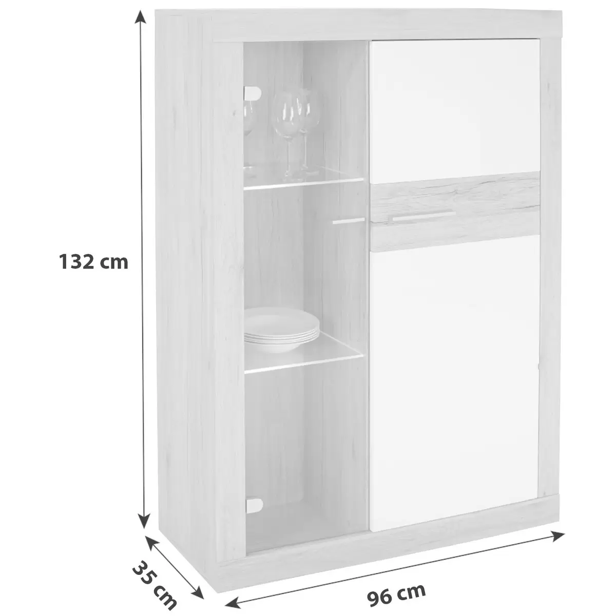 Vitrine Malta weiss,Betonoptik