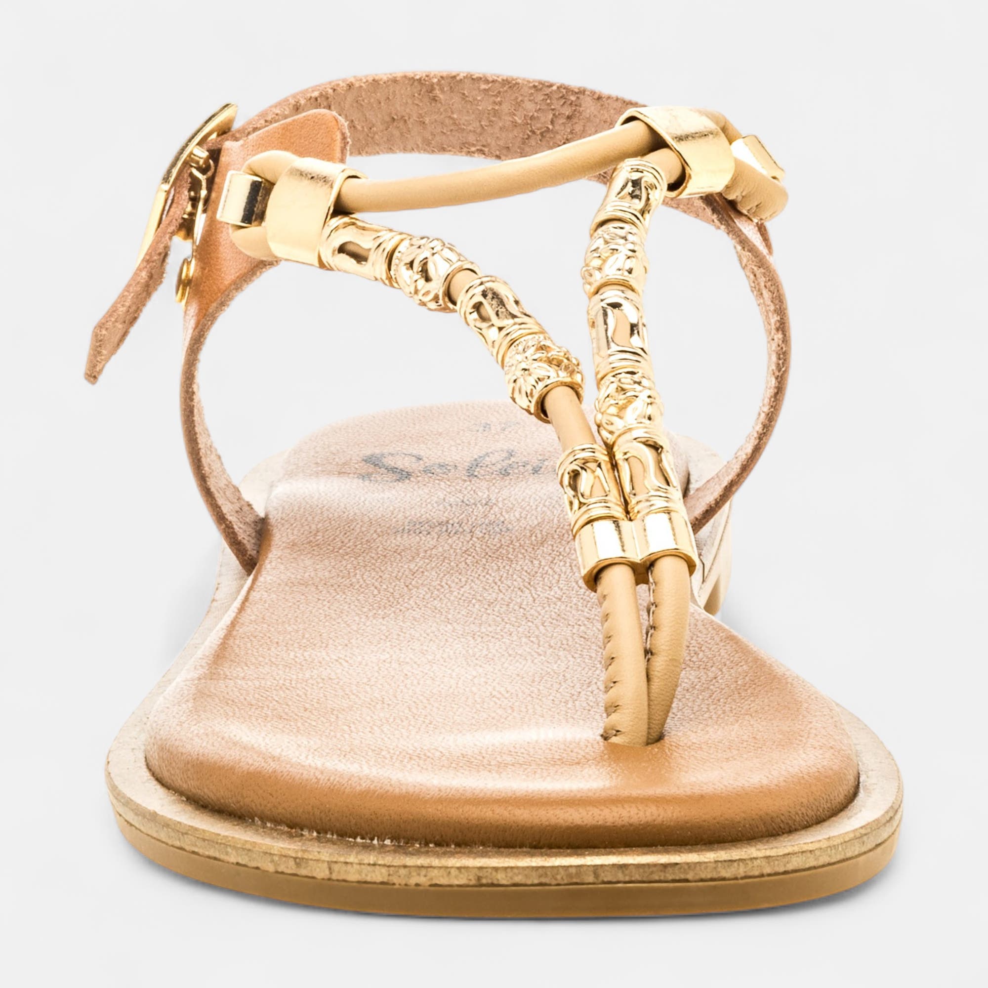 Nu-pieds Femme en cuir taupe
