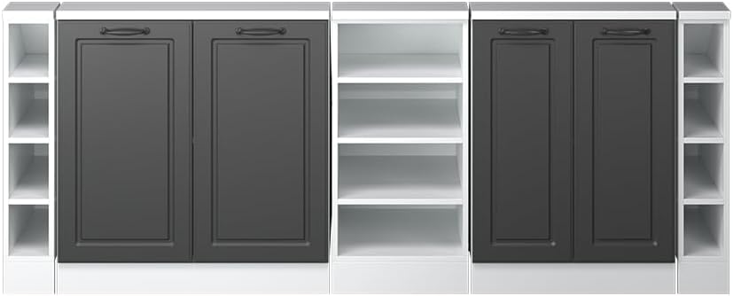 Vicco Dachschrägenschrank-Set Rion, Anthrazit Landhaus/Weiß, 5er Set